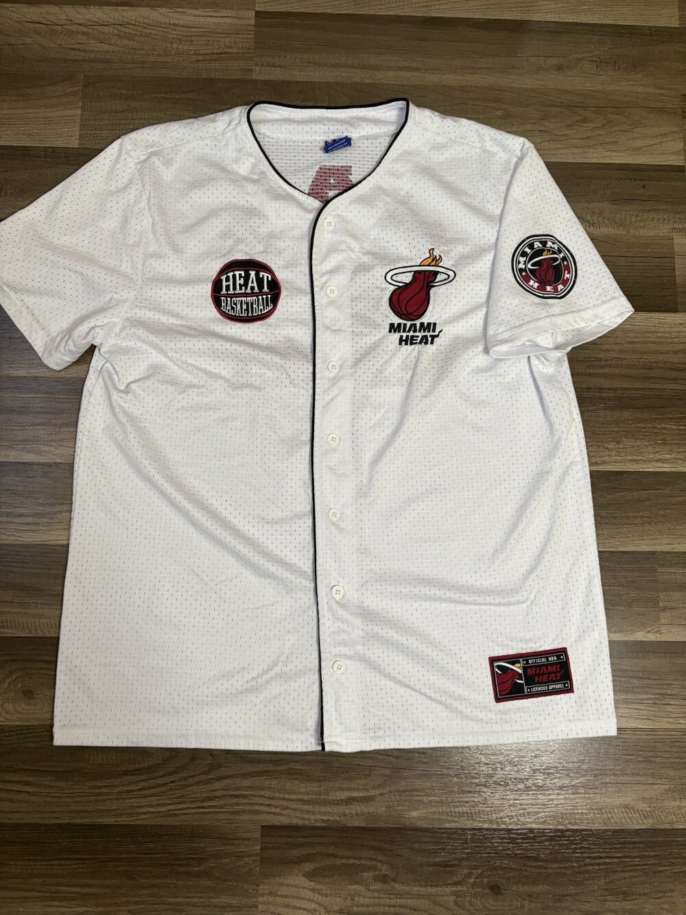 Ultra Game Miami Heat Button-Up Jersey Mens Size XL White Basketball